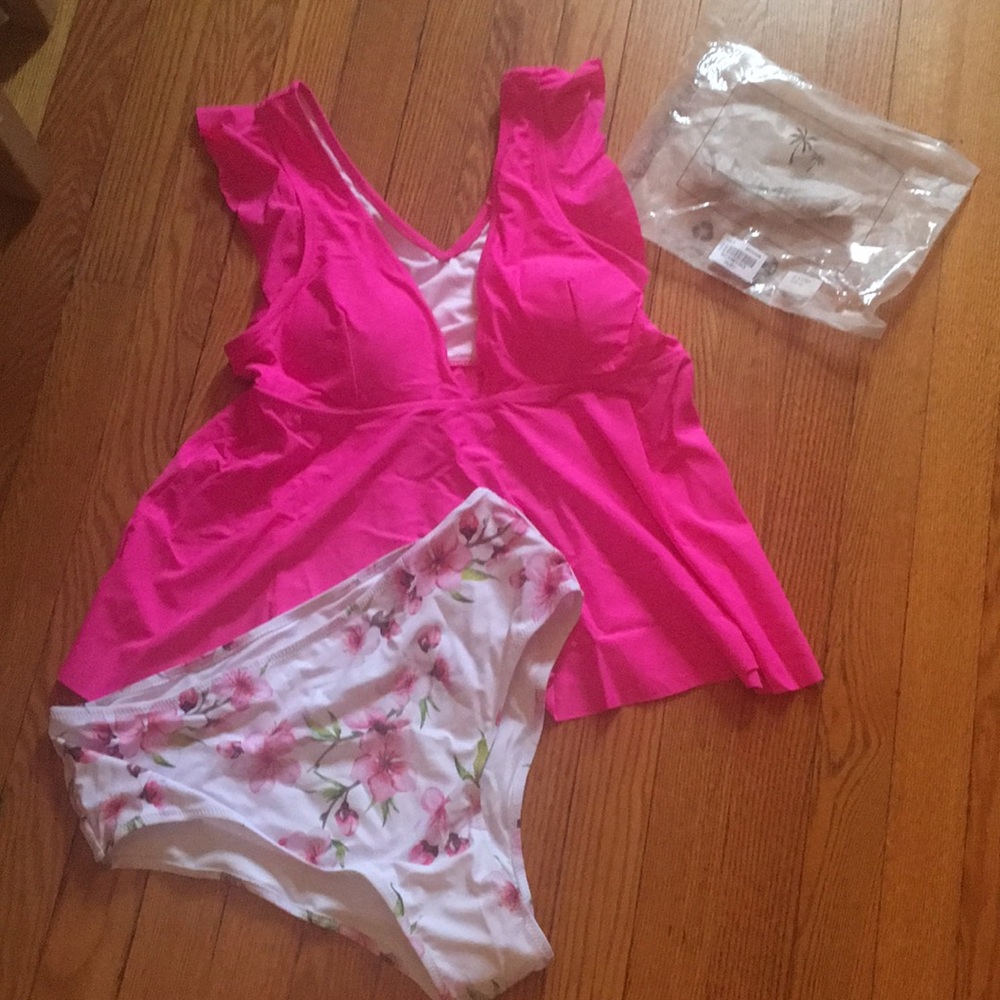 Hot pink tankini set